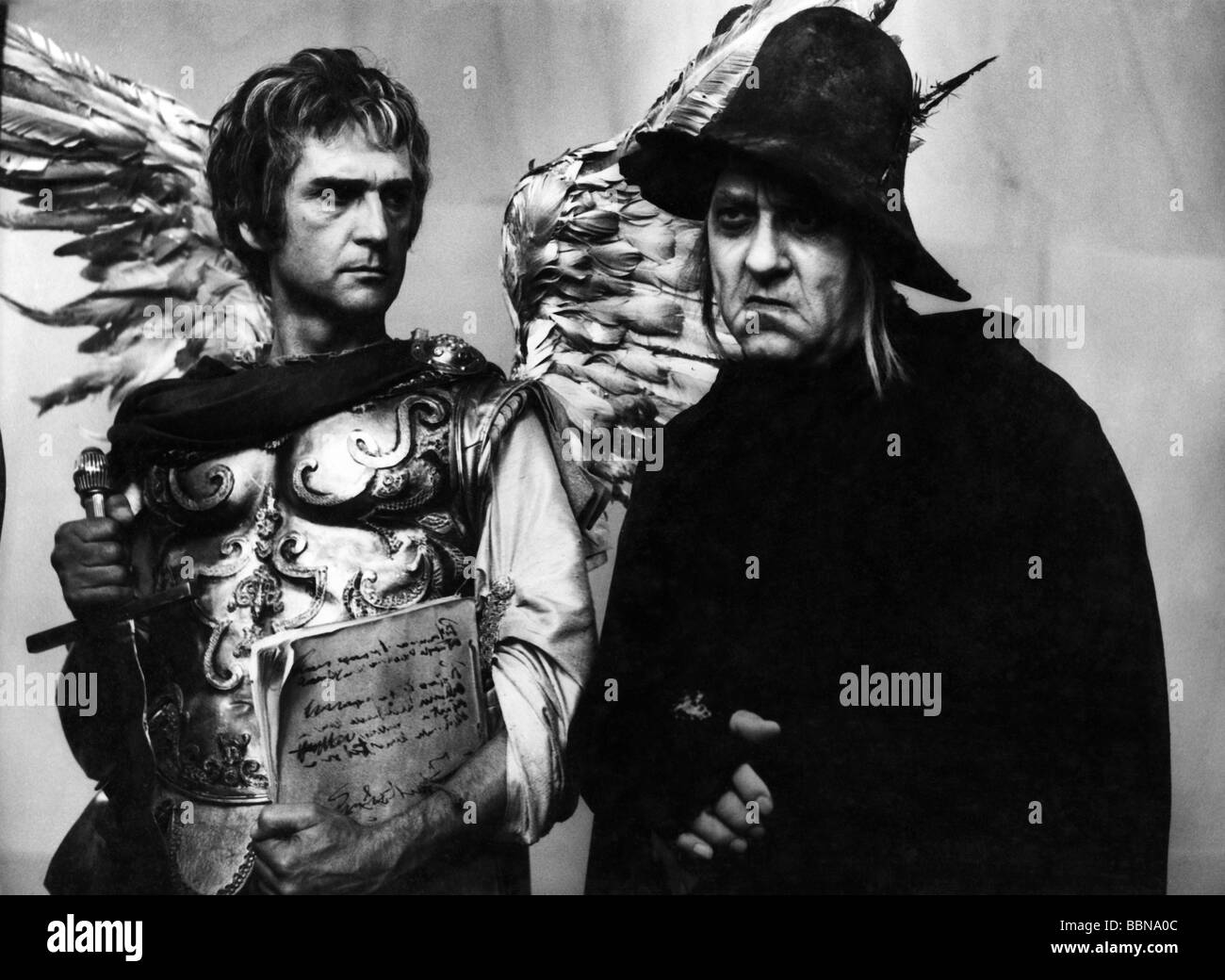 movie, 'Der Brandner Kaspar und das ewig` Leben', DEU 1975, director: Kurt Wilhelm, scene with: Heino Hallhuber (Archangel Michael), Toni Berger (Boandlkramer), Third-Party-Permissions-Neccessary Stock Photo